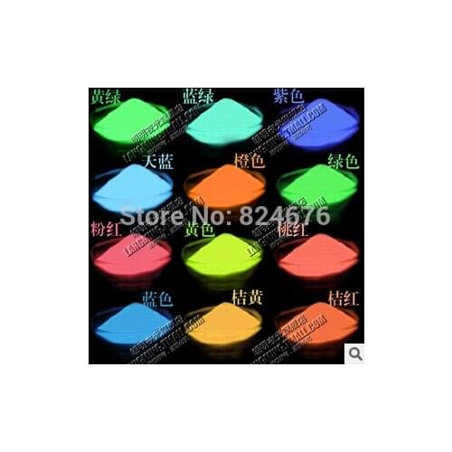 Mixed 13 colors Luminous glow powder,130g/lot,super bright fluorescent powder pigment Noctilucent powder glow in dark