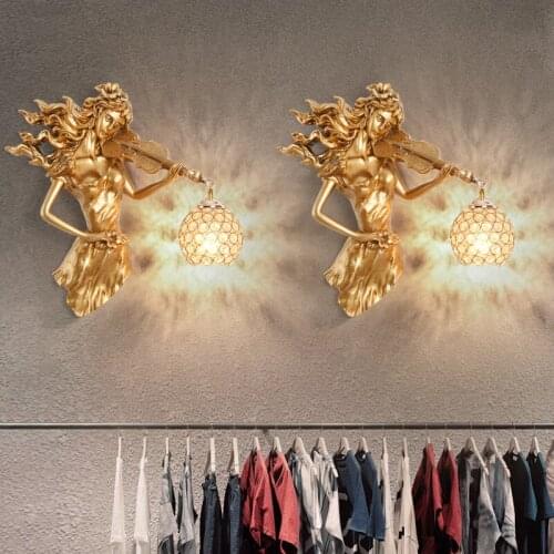 Nordic LED Wall Lamp for Home Decoration Sofa Living Room Background Wall Light American Retro Creative Resin Indoor Lighting