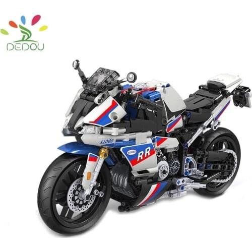 Technology Series Innovative Tracked Motorcycle Model Small Particles Assembled Building Blocks Childrens Toys