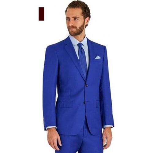 TwoButtons Bule Notch Lapel Fashion Men Suits Tailor Made Slim Fit New Arrival 2016 Terno Masculino High Quality Formal Tuxedos
