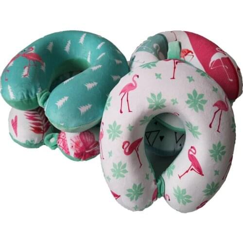 Flamingo pattern Slow Rebound U-shaped Pillow Outdoor Travel Pillow Memory Cotton U-shaped Pillow Protection Cervical Car Pillow