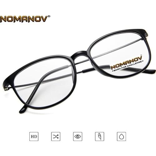Ultralight Literary Style Retro Square Eyes Frame Classic TREND Spectacles with Optical Lens or Photochromic Gray / Brown Lenses