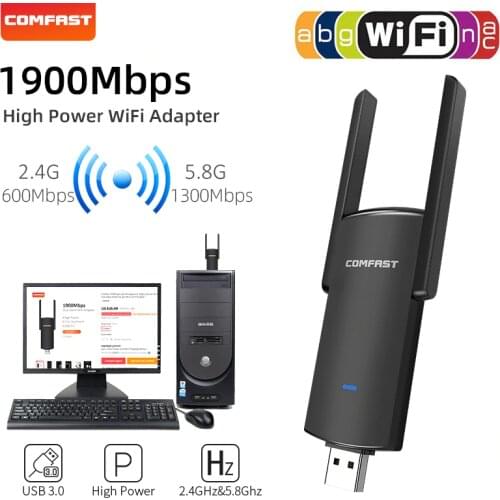 WIFI adapter USB wireless 1900Mbps Network Card 650Mbps PC Wifi Dongle USB LAN Ethernet Dual Band 2.4G 5.8G wifi receiver for pc