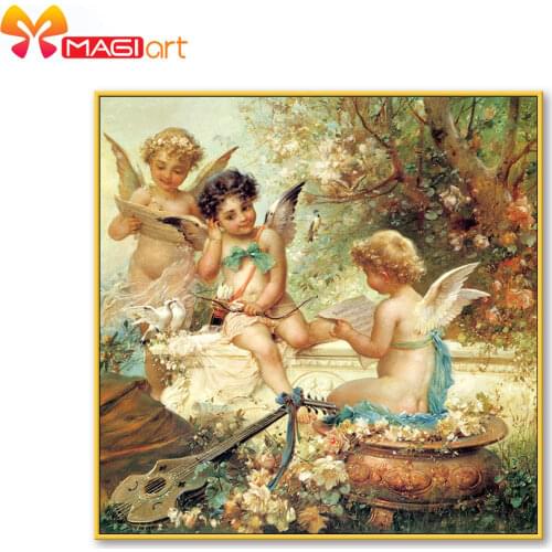 Cross stitch kits Embroidery needlework sets 11CT water soluble canvas patterns 14CT European classical style Angels -NCMP057
