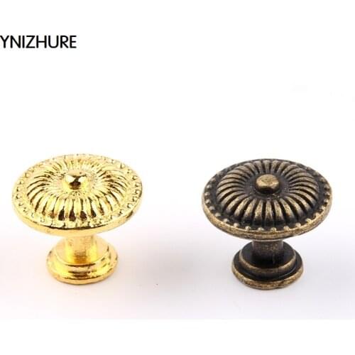 YNIZHURE 10pcs 24*20mm Daisy bronze gold dome antique handle drawer pull trim single hole alloy handle hole