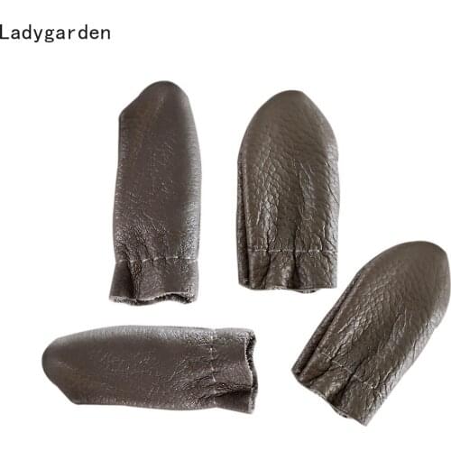 4PCS Thimble Leather Finger Protector Cowhide DIY Handmade Leather Thickened Finger Cot Thumb Index Thimble Finger Protector