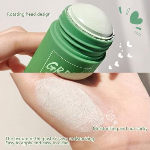 Green Tea Cleansing Maske Face Peeling Purifying Clay Stick Mask Oil Control Anti-Acne Facial Brush Facial Skin Care TSLM1
