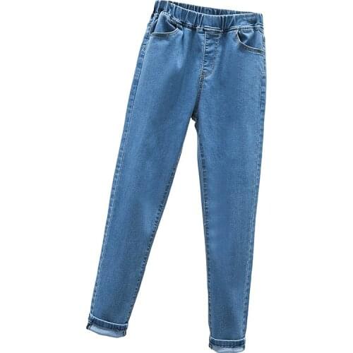 Womens Elastic High Waist Skinny Jeans Plus Size S-5XL Fashion Women Black Blue Pocket Mom Jeans Skinny Stretch Denim Pants