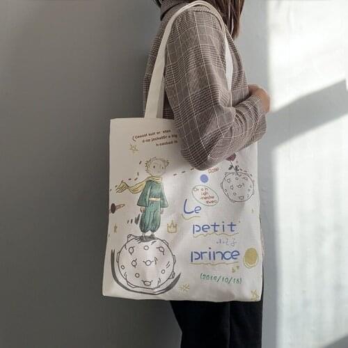 Womens Canvas Tote Bags Korean Students Shoulder Cotton Cloth Shopping Bag Eco Foldable Shopper Bag Female Handbag for Girls