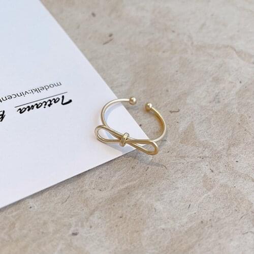 Gold Color bow Rings Asymmetric Elegant Geometric Open Rings Minimalist Rings for Women 2021 Trendy Jewelry
