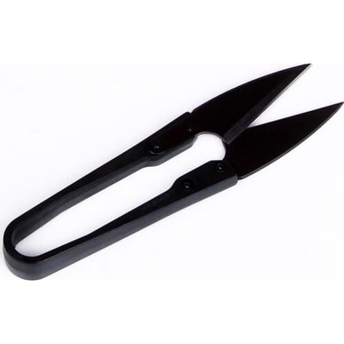 Sewing Thread Scissors Embroidery Shears Cloth Cutting Tailors Scissors U-shape Black Handle Cross Stitch Cutter