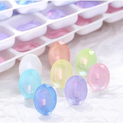 10Pcs Mixed Mocha Aurora Oval Glitter Loose Pointback Rhinestones Nail Art Accessories High Quality K9 Glass Crystals for Nails