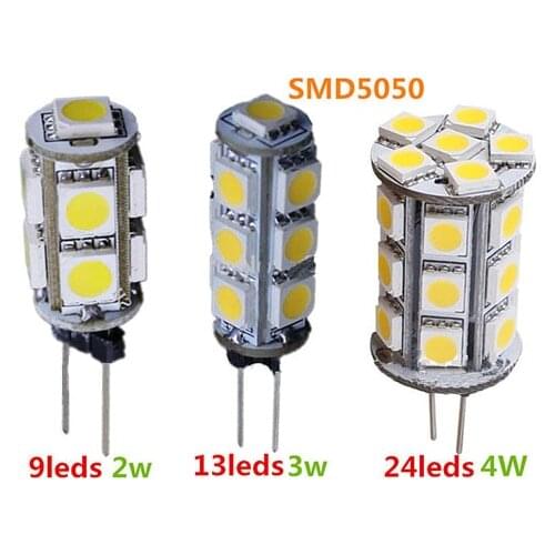 10pcs Warm White 360Degree SMD5050 AC/DC 12v G4 Led Bulbs Lamp Light 2700K 6500K 2w 3w 4w