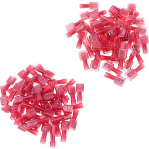 100 Pieces Red Nylon Flag Spade Male&Female Insulated Electrical Terminals