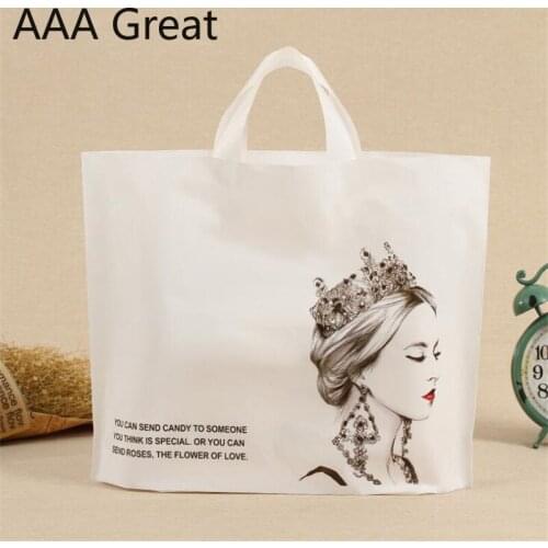 100Pcs/Lot Plastic Bags Packaging Handle Party Supplies Big Plastic Bags Shops For Clothes Gift Bags With Handles Bag Pouches