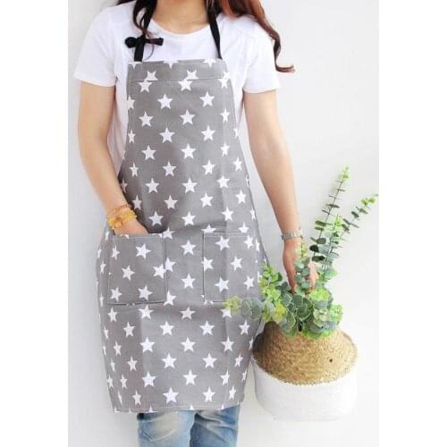 2pc Kitchen Apron with Pocket Unisex Adult Non-fading Cotton Star Painting Home Cooking Baking Cleaning Household Accessories