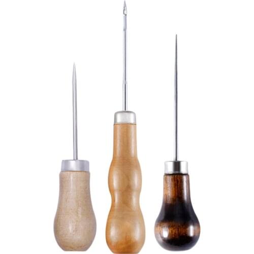 3pcs Wooden Handle Punch Craft Leather Sewing Punch Sewing Tool