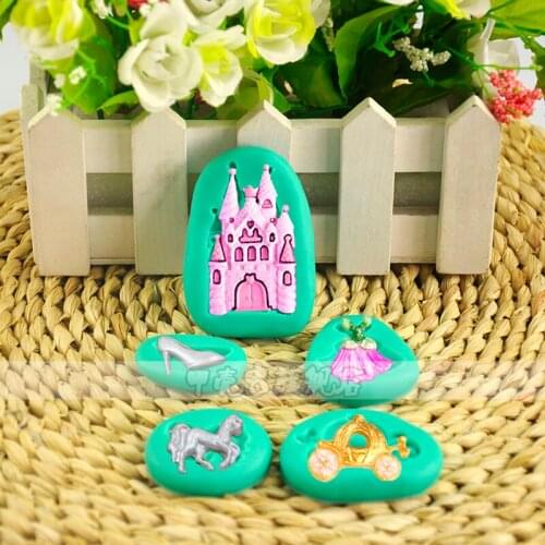 5pcs Fairy Princess Dress Castle Silicone Mold Girls Cake Decoration Tools Pastry Cupcake Toppers Mould Patisserie reposteria