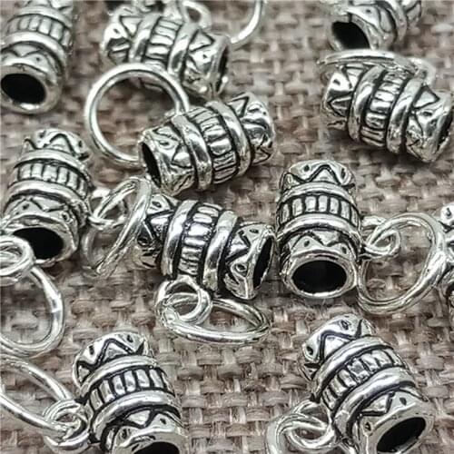 925 Sterling Silver Bohemian Tube Charms for Bracelet Necklace