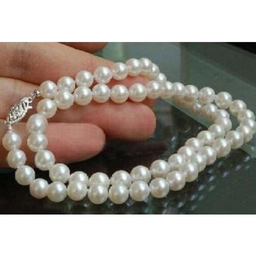 AA+ 6-7mm WHITE Freshwater Cultured PEARLS NECKLACE 18"