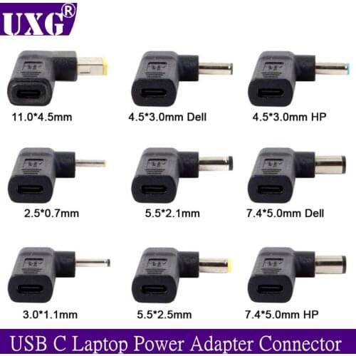Laptop Power Adapter Connector DC Plug USB Type C Female to Universal Male 11*4.5mm for Lenovo Asus Hp Dell Acer Notebook Charge