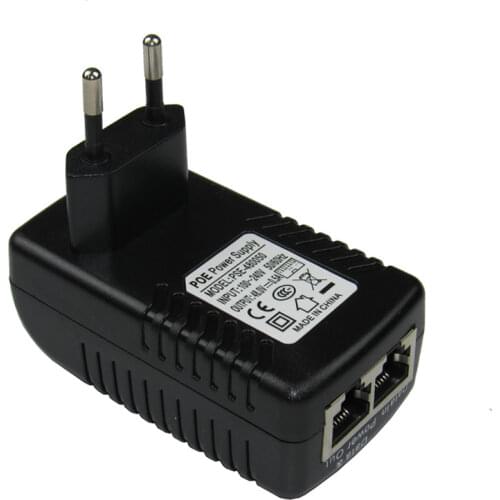 DC48V 0.5A CCTV Active PoE Injector Ethernet Power Adapter for IP Camera Power Pin 4/5(+) 7/8 Compatible with IEEE802.3af