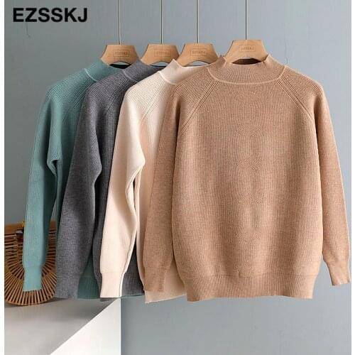 Basic autumn witer thick Sweater Pullovers Women Casual high-neck Long Sleeve chic casual Knit Sweater Female Jumpers