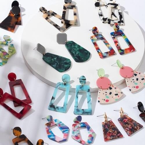 Large Earrings Acrylic Earrings For Women Bohemian Irregular Oval Colorful Dangle Earrings 2021 Fashion Brincos Wedding Jewelry