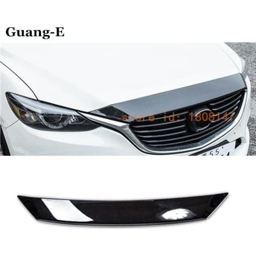 Car garnish black Plastic front engine Machine grille upper hood stick lid trim hoods 1pcs for Mazda 6 Atenza 2017 2018 2019