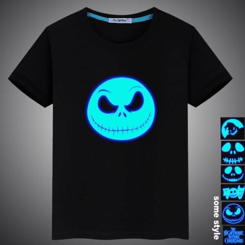 Summer Luminous Nightmare Before Christmas Prints Casual Kids Girls Boys Cotton T Shirt Tops Tees Men Women Family T-shirt