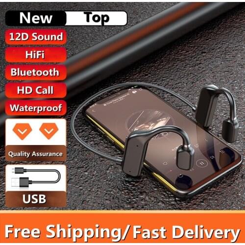 Bone Conduction Headphones Bluetooth Wireless Waterproof Comfortable Wear Open Ear Hook Light Weight Not In-ear Sports Earphones