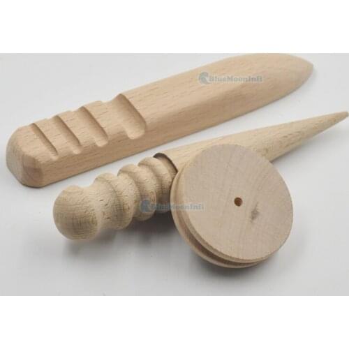 Leather craft Round Flat Wood Edge Slicker Multi-Size Burnisher DIY Trimming Tool