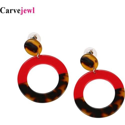 Carvejewl round earrings Fashion Leopard Print Multi-Color Acrylic Acetic Acid Drop dangle earrings for women jewelry wholesale