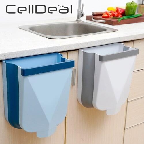 Kitchen Folding Trash Can Wall Mounted Waste Bins Garbage Cans Car Recycle Bin Trash Bin Door Toilet Waste Storage Bucket