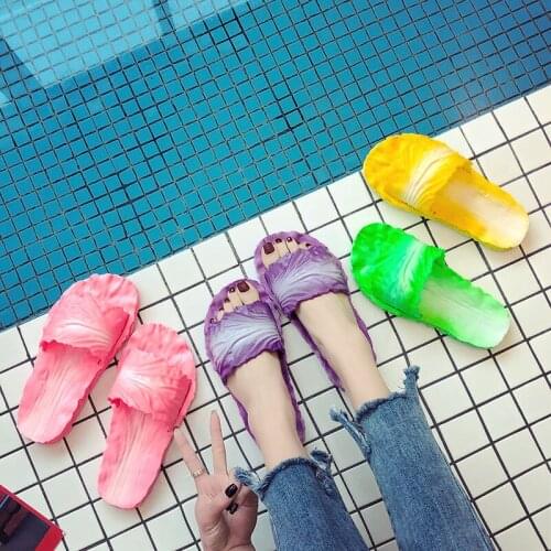 Summer Women Flat Slippers Indoor and Outdoor Unisex Slides Cabbage Cute Soft Bathroom Couple Slippers