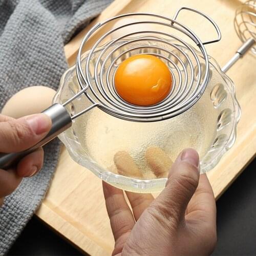 Egg Yolk Separator Spoon Divider Hand Held Stainless Steel Egg Yolk White Holder Separator Kitchen Gadgets Baking Tool