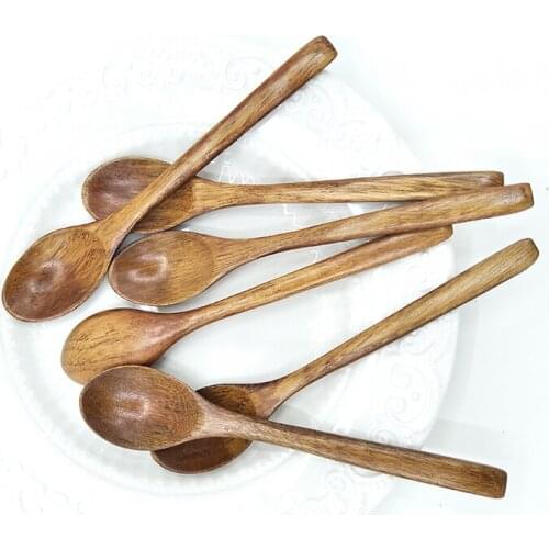 6/10/12pcs 15.5cm Wooden Honey Spoon Coffee Tea Spoons Japanese Cutlery Wood Dessert Cake Spoons Baby Kitchen Accessories