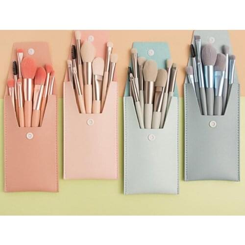 8pcs Portable Makeup Brushes kit Mini Travel Make Up Brush Eyebrows Eyelash Eye Shadow Sculpting Brushes Set Makeup Tools