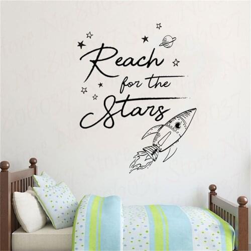 Reach For The Stars Rocket Wall Sticker Red Panda Wall Stickers Nursery Home Bedroom Decoration WL1592