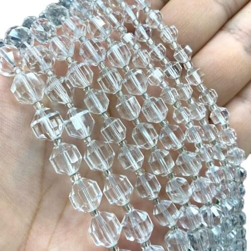 Wholesale AAA Faceted Prismatic Rock Quartz 100% Natural Round Stone Beads For Jewelry Making DIY Bracelet Necklace 6/8/10MM