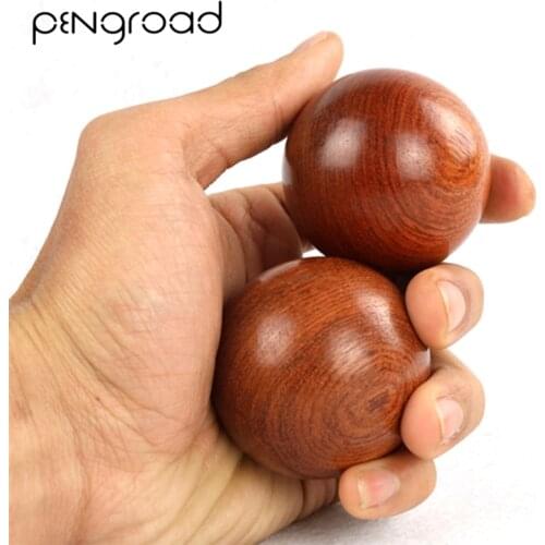 PENGROAD 2Pcs Wood Fitness Ball Massage GYM Health Meditation Play Stress Relief Baoding Balls Relaxation Therapy Hand Grips