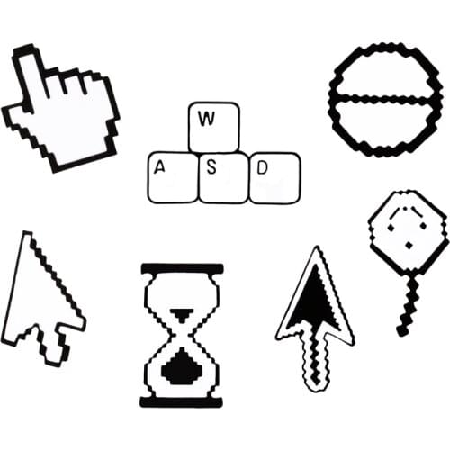 Game lover Pixel Brooches Icon Arrow Keyboard Enamel Pin Window Tool Cursors Brooch Lapel Pin Clothes Jacket Jewelry Best Friend