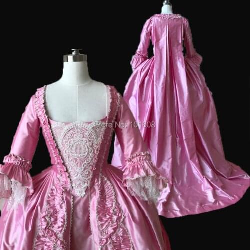 Customized!Royal Eras Pink 2-pcs Renaissance Civil war Theatre 18th Court Belle Marie Antoinette DRESS Victorian dresses HL-320