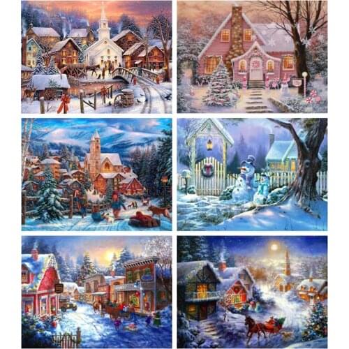 Full Diamond 5D DIY Diamond Painting Winter Christmas Diamond Embroidery Cross Stitch Rhinestone Mosaic Artist Home Decoration