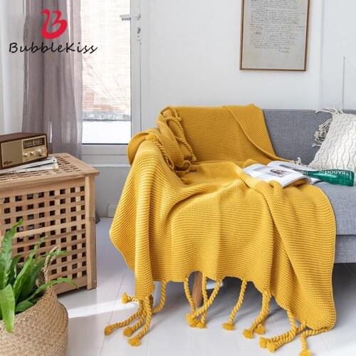 Bubble Kiss Nordic Style Throw Blanket Solid Color Comfortable Soft Sofa Knitted Office Siesta Casual Shawl Wearable Blanket