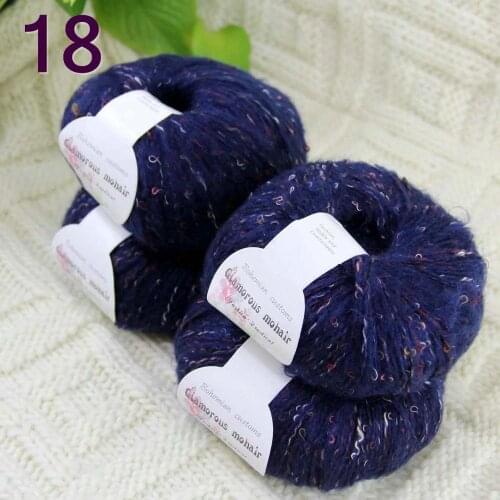Sale 4ballsX50gr Luxury Fluffy Soft NEW MOHAIR Shawls Hand Knit Crochet Yarn Navy blue 825-18-4