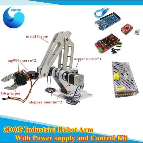 3DOF Robot Mechanical Arm Industrial Robot Arm With Claw+ Hgh Precision Stepping Motor+ Control 3D Printing/ Writing/Engraving