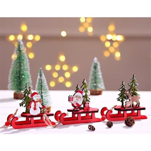 Christmas Decoration For Home Christmas Sled Wooden Party Decorations DIY Assembled Xmas New Year Wooden Puzzle Decor