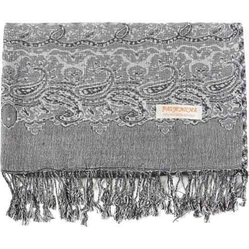 Paisley Scarf Shawl Jacquard Pashmina With Tassel Hand Knot 2 Layers Lightweight Rave Travel Spring Autumn Large Long 70X200 CM