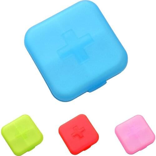 Folding Vitamin Medicine Drug Pill Box Makeup Storage Case Container 4 Slot Case Storage 1pc
